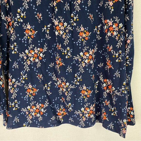 Style & Co Top Women’s Blue Floral Long Sleeve Henley Casual Crew Neck XXL - Picture 8 of 10